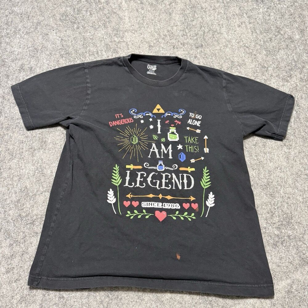 Uniqlo UTGP Nintendo Legend of Zelda I Am Legend 1986 Graphic Tee Black Size L
